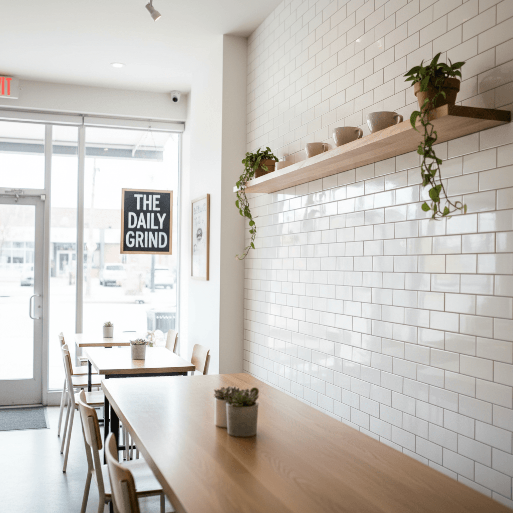 Floating shelf in Toronto cafe